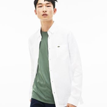 Lacoste Regular Fit Linen Shirt - Šortky Pánské Bílé | CZ-0XnXgI